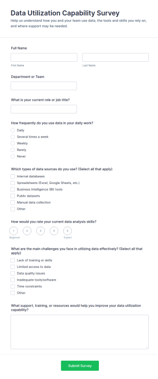 Data Utilization Capability Survey Form Template