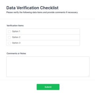 Data Verification Checklist Form Template