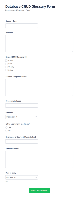 Database CRUD Glossary Form Template