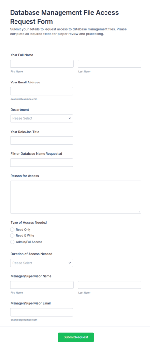 Database File Access Request Form Template