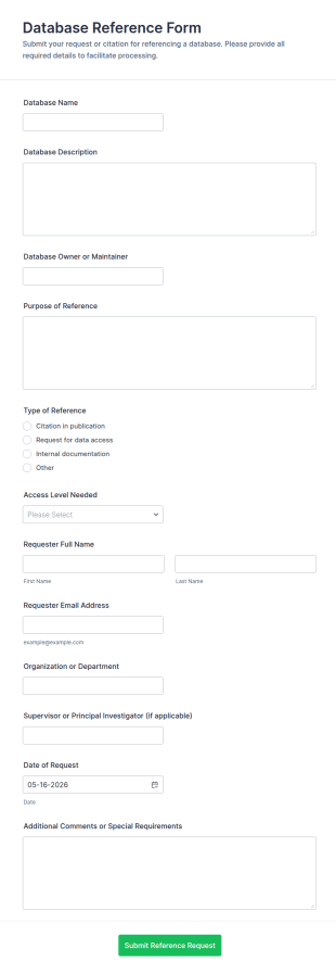 Database Reference Form Template