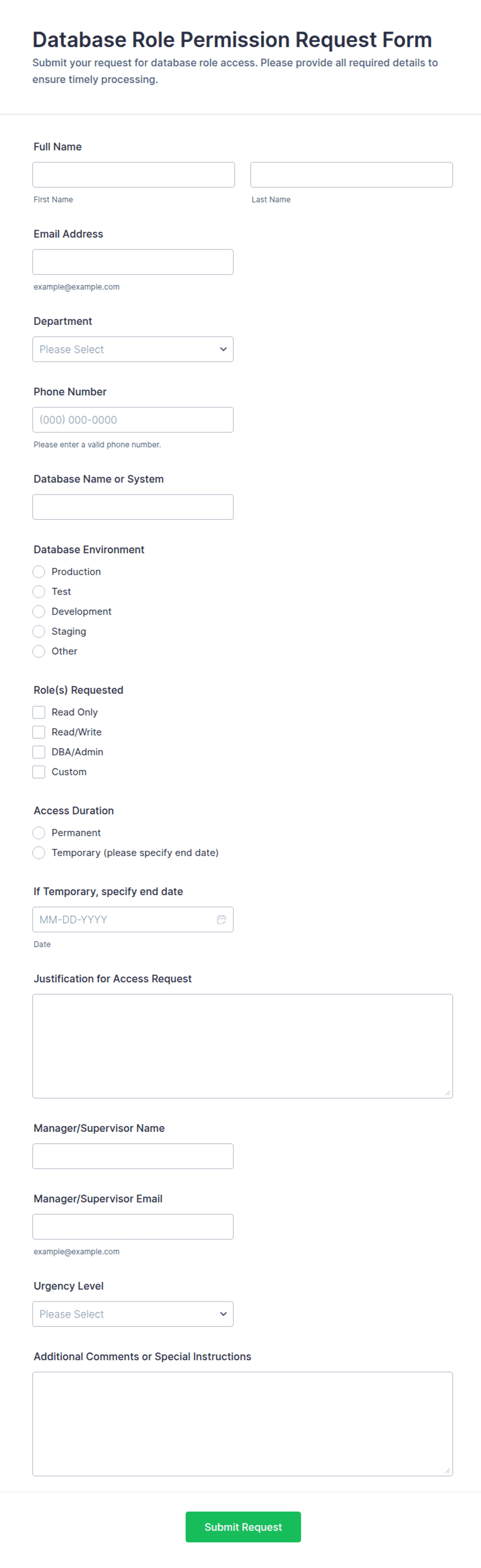 Database Role Permission Request Form Template Jotform
