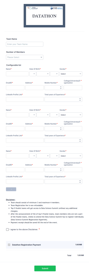 Datathon Registration Form Template