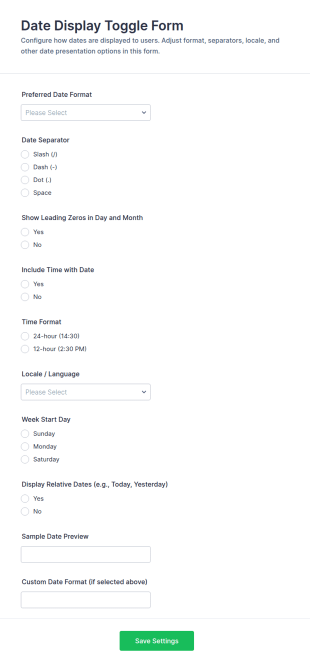 Date Display Toggle Form Template