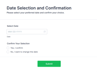 Date Selection And Confirmation Form Template