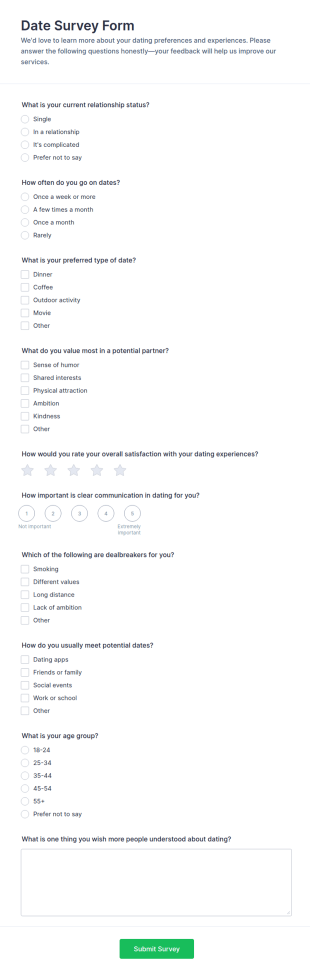 Date Survey Form Template