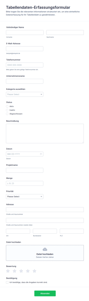 Daten Erfassungsformular