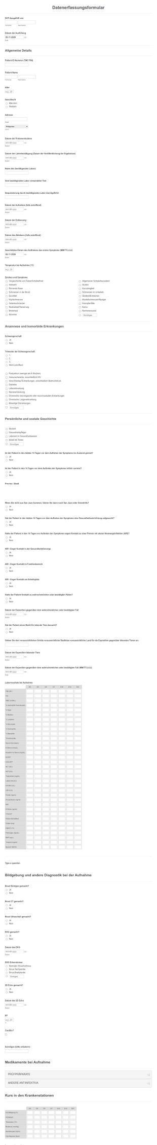 Datenerfassungsformular
