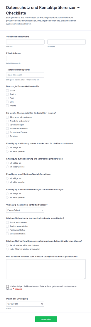 Datenschutz Und Kontaktpräferenzen