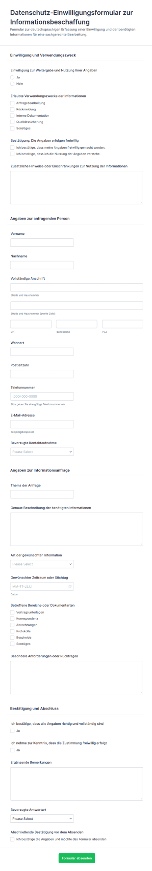 Datenschutzerklärung Zustimmungserklärung Formular 📄🤝