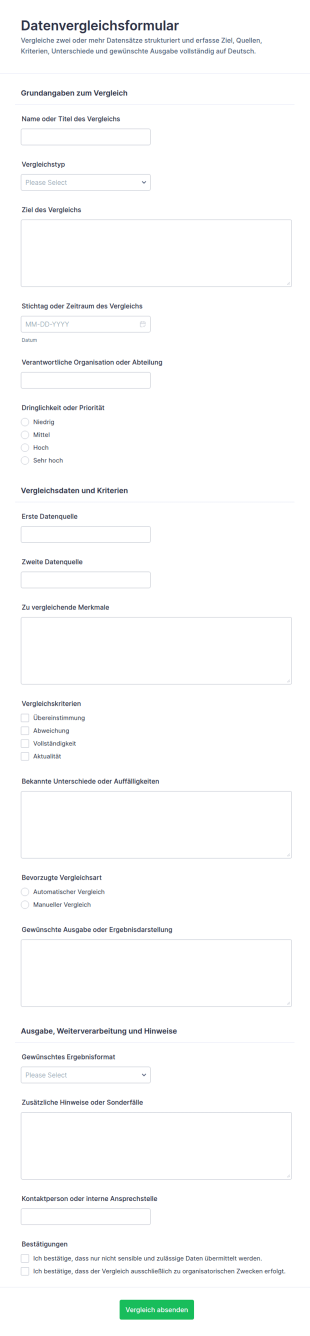 Datenvergleichsformular