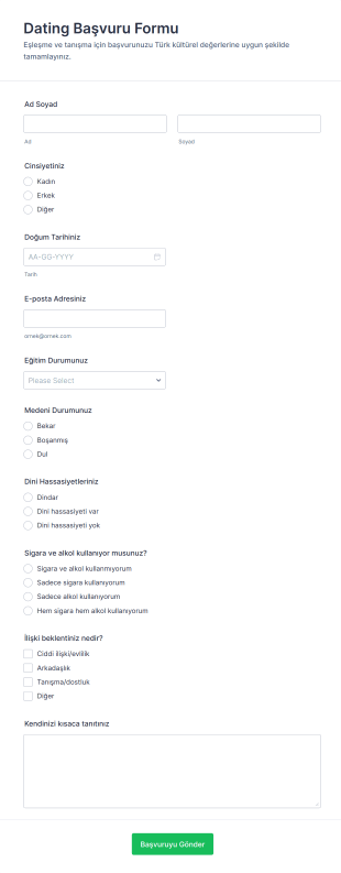Dating Başvuru Form Template