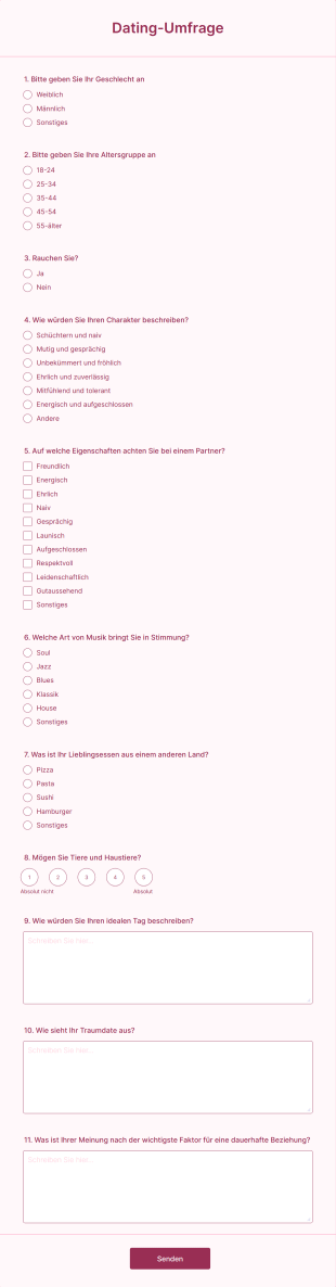 Dating Umfrage Form Template