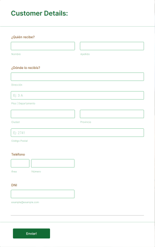 Datos De Envío Form Template