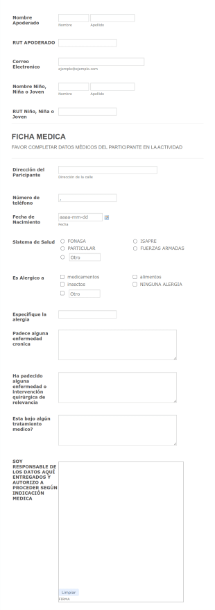 Datos Médicos De Participante En Evento Form Template