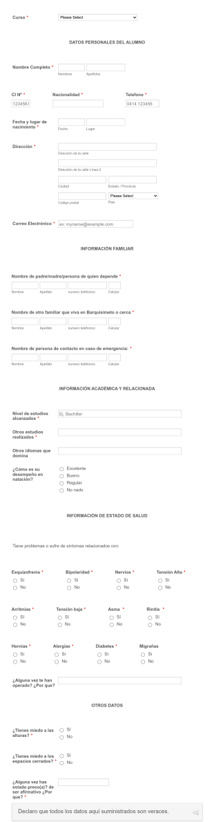 Datos Personales De Estudiantes