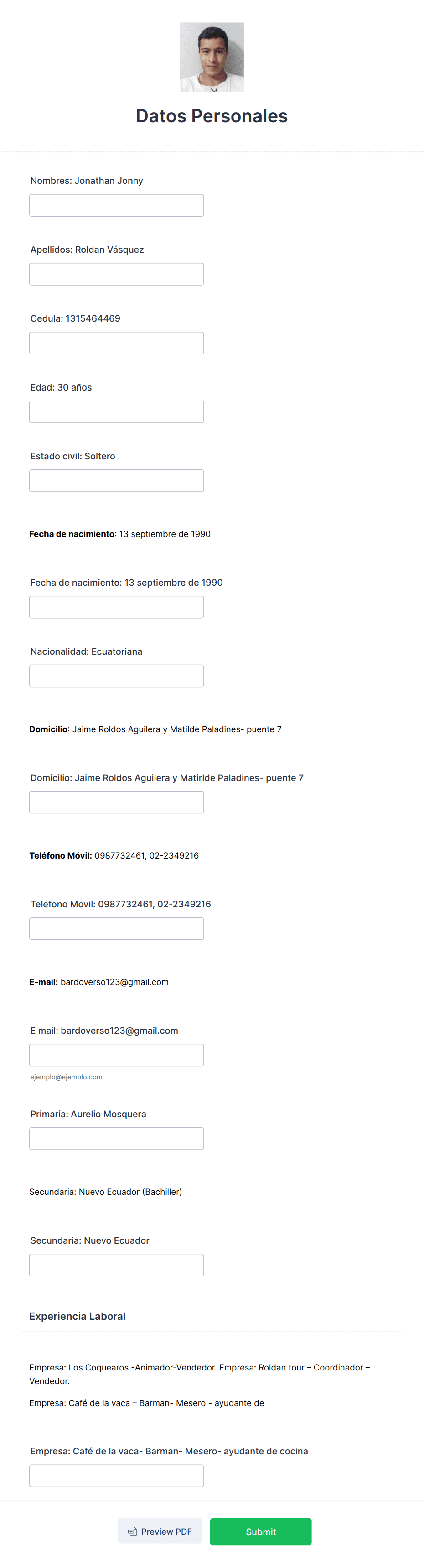 Datos Form Datos Personales Plantilla de formulario | Jotform