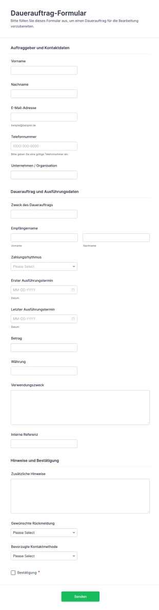 Dauerauftrag Formular