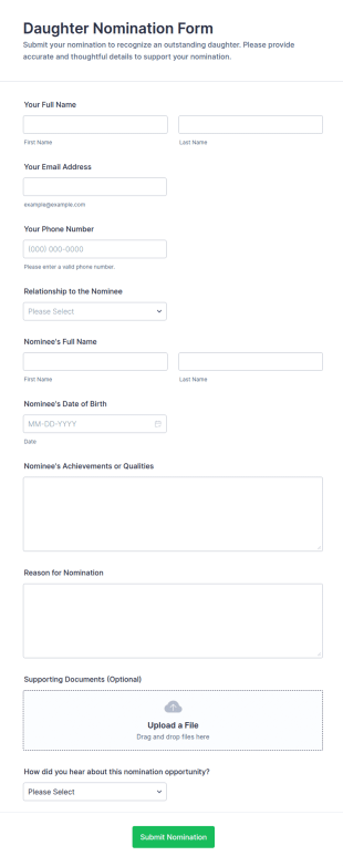 Daughter Nomination Form Template