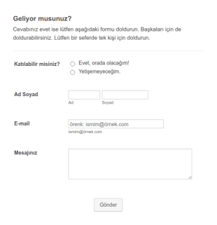 Davet Katılım Form Şablonu