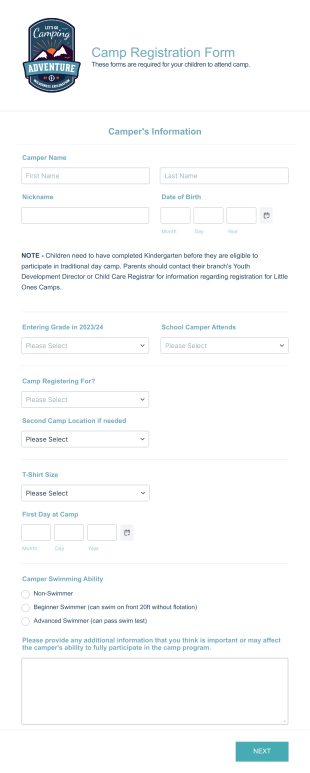 Day Camp Registration Form Template