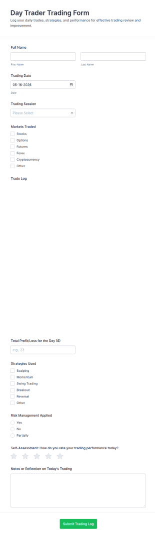 Day Trader Trading Form Template