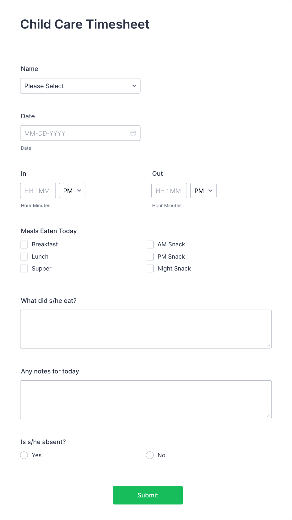 Daycare Attendance Form Template | Jotform daycare-attendance-form-template-jotform