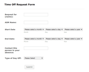 Days Off Request Form Template