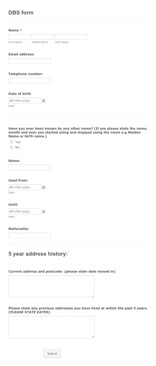 DBS Form Template