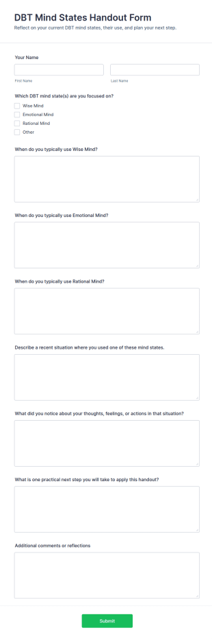 DBT Mind States Handout Form Template