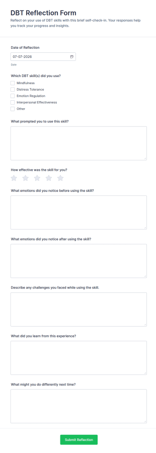 DBT Reflection Form Template