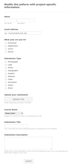 School Project Submission Form Template