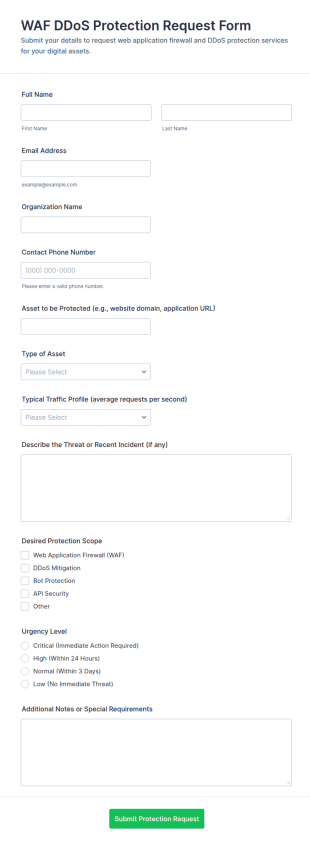 DDoS Protection Request Form Template