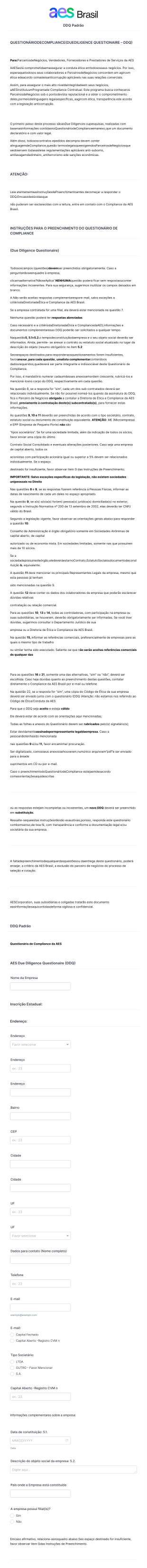 DDQ Padrão Form Template