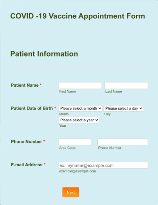 De Pere HD TEMPLATE COVID 19 Vaccine Appointments Form Template