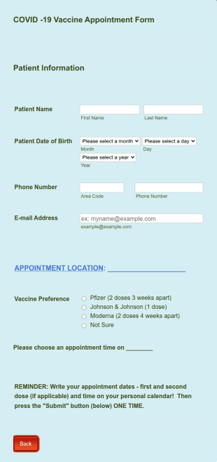 De Pere HD TEMPLATE COVID 19 Vaccine Appointments