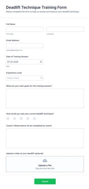 Deadlift Technique Training Form Template