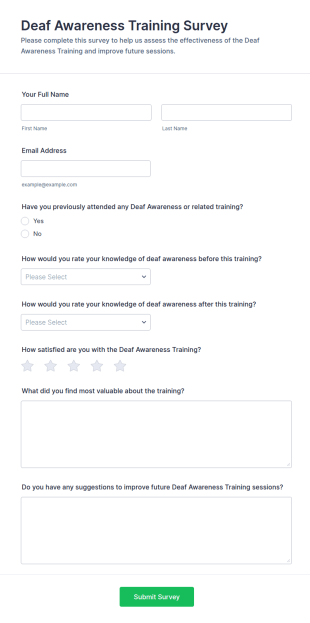 Deaf Awareness Training Survey Form Template