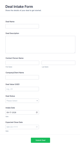 Deal Intake Form Template
