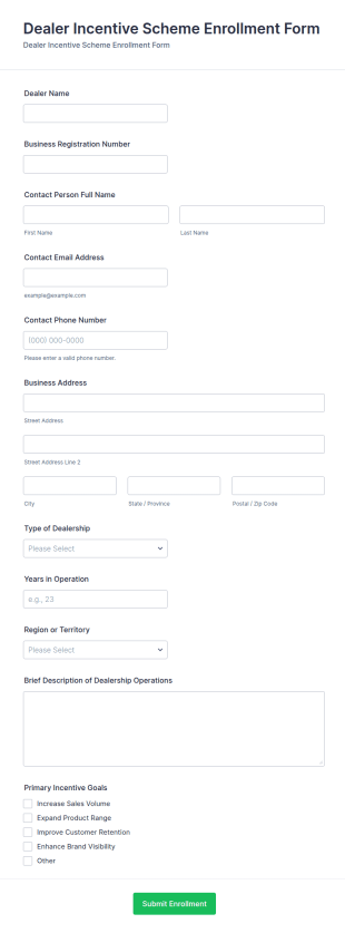 Dealer Incentive Scheme Enrollment Form Template