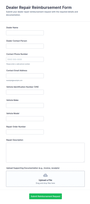 Dealer Repair Reimbursement Form Template