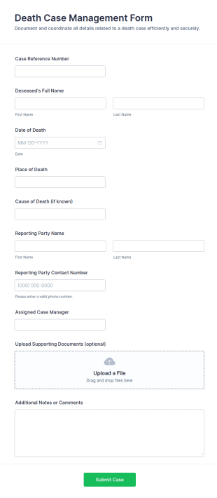 Death Case Management Form Template