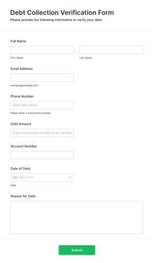 Debt Collection Verification Form Template
