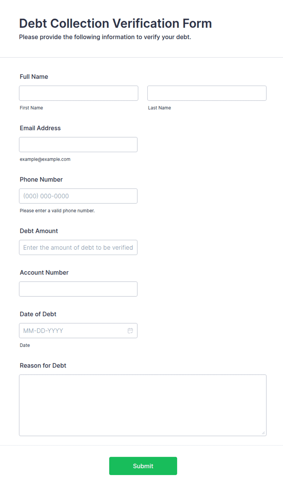 Debt Collection Verification Form Template Jotform Debt Collection Verification Form Template Jotform