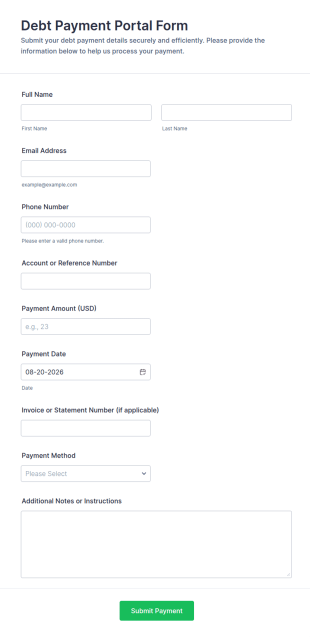Debt Payment Portal Form Template