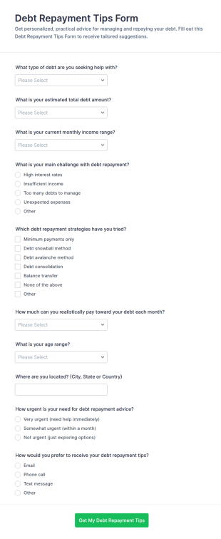 Debt Repayment Tips Form Template
