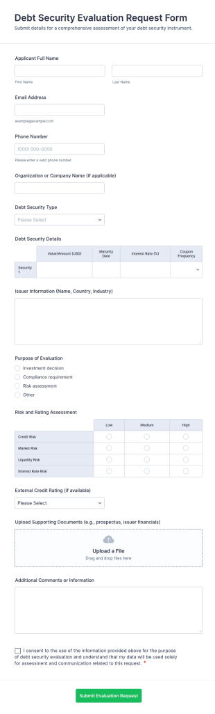 Debt Security Evaluation Request Form Template