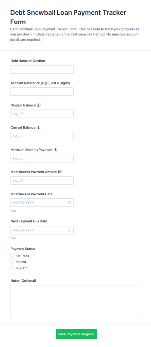 Debt Snowball Loan Payment Tracker Form Template