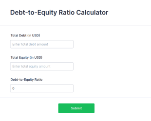 Debt To Equity Ratio Calculator Form Template