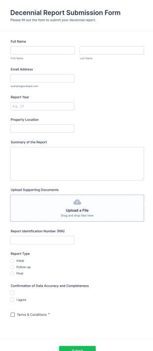Decennial Report Submission Form Template